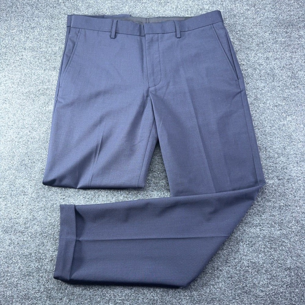 J.Crew Thompson Tapered Wool Blend Dress Pants Navy Blue 31x30 Cuffed Mens